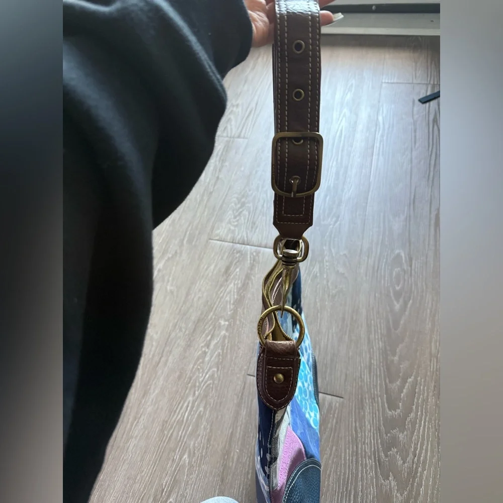 Coach Patchwork Crossbody Bag in Blue and Brown - Picture 3 of 9